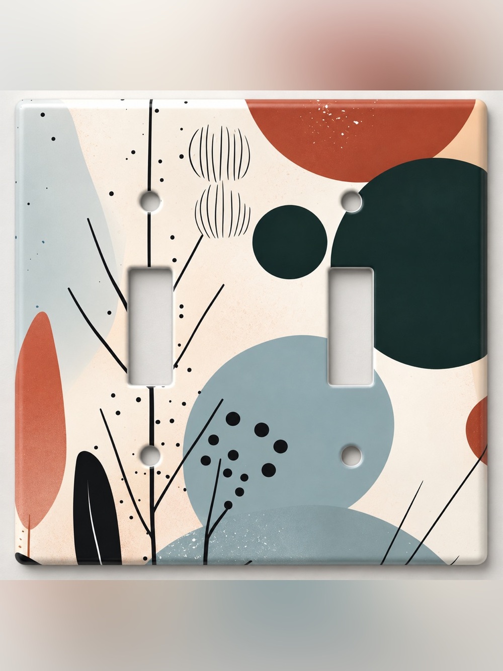 Handmade Mid Century Modern Abstract Double Toggle Light Switch Cover